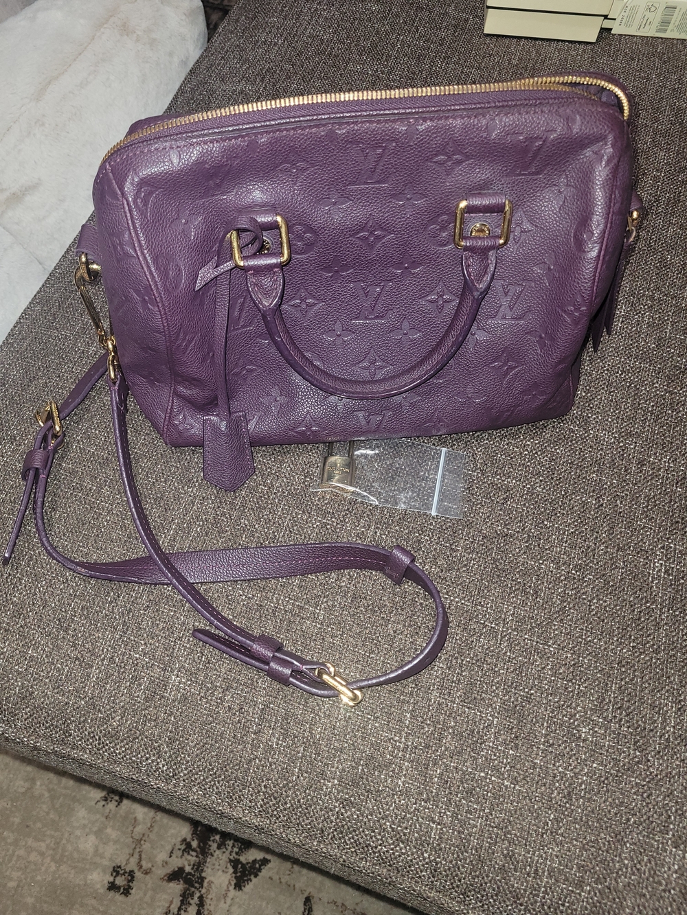 Louis Vuitton Purple Empreinte Leather Speedy Bandoulière